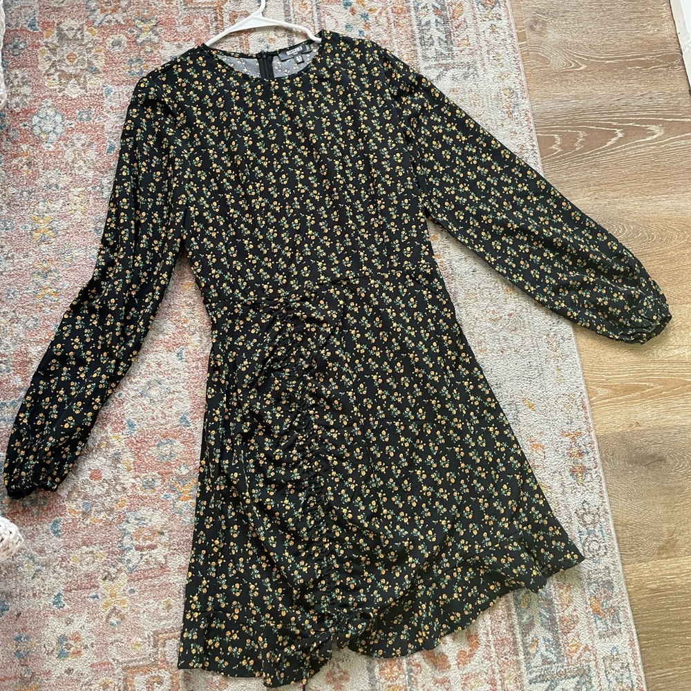 Missguided Tall black floral mini dress